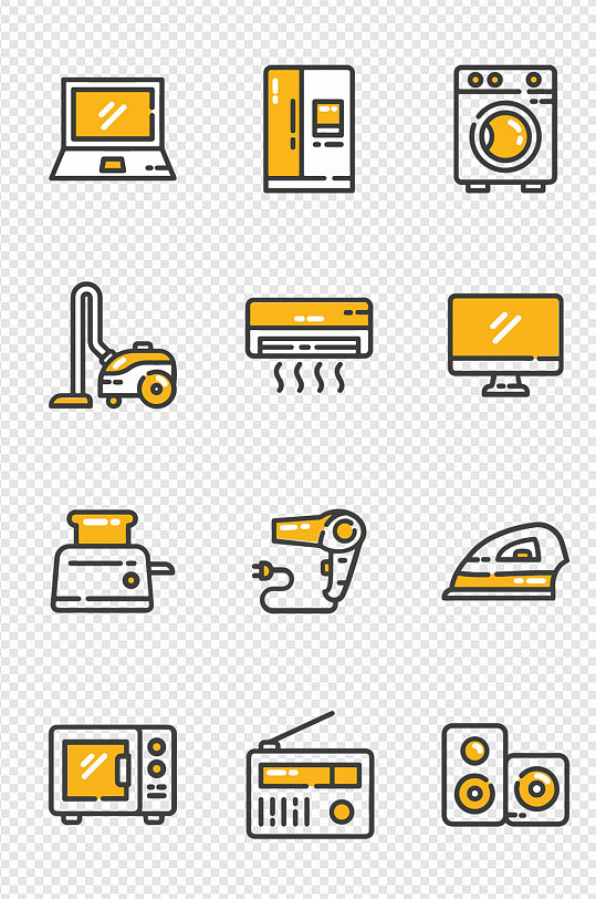 常用家用电器UI卡通简约北欧免扣元素-众图网