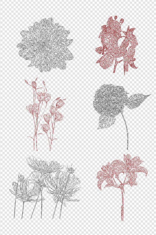 花卉纹路线条植物纹理背景小清新免扣元素