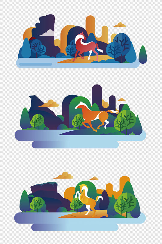 武夷山景点扁平插画免扣元素