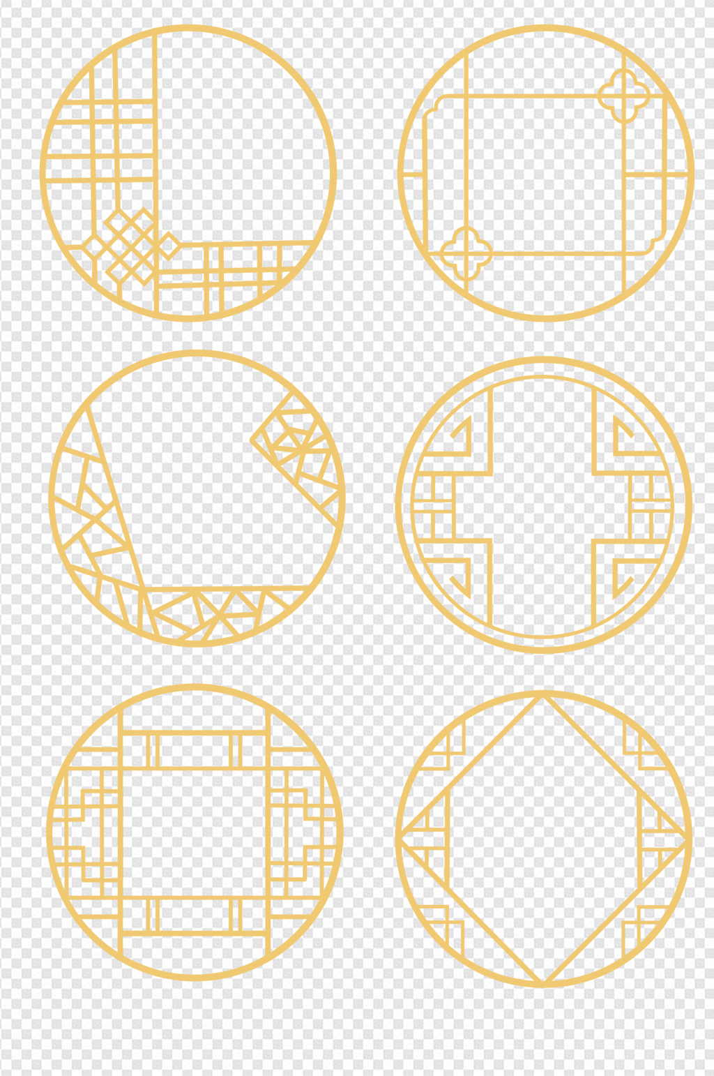 古風古典金色窗戶邊框紋理底紋免扣元素素材