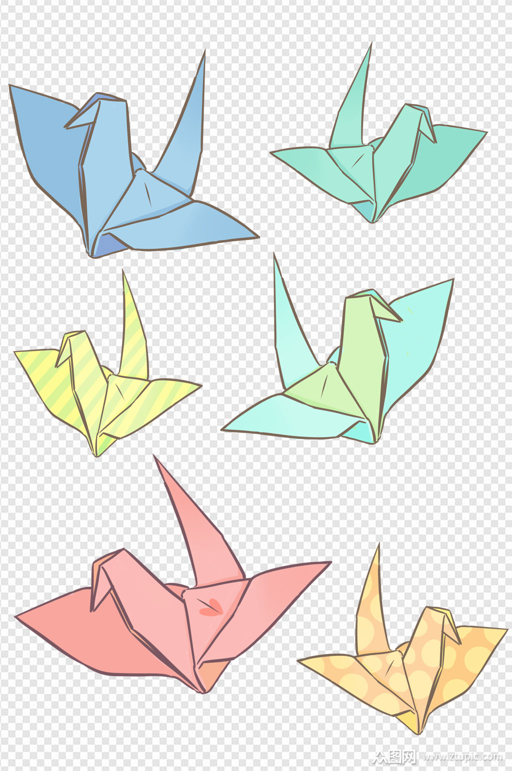 卡通千纸鹤装饰免扣元素素材