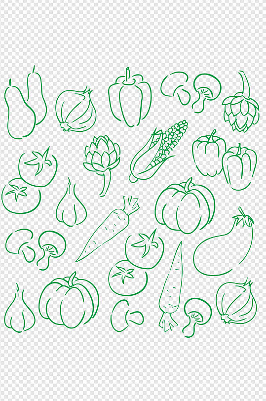 卡通手绘可爱蔬菜水果星球装饰免扣元素