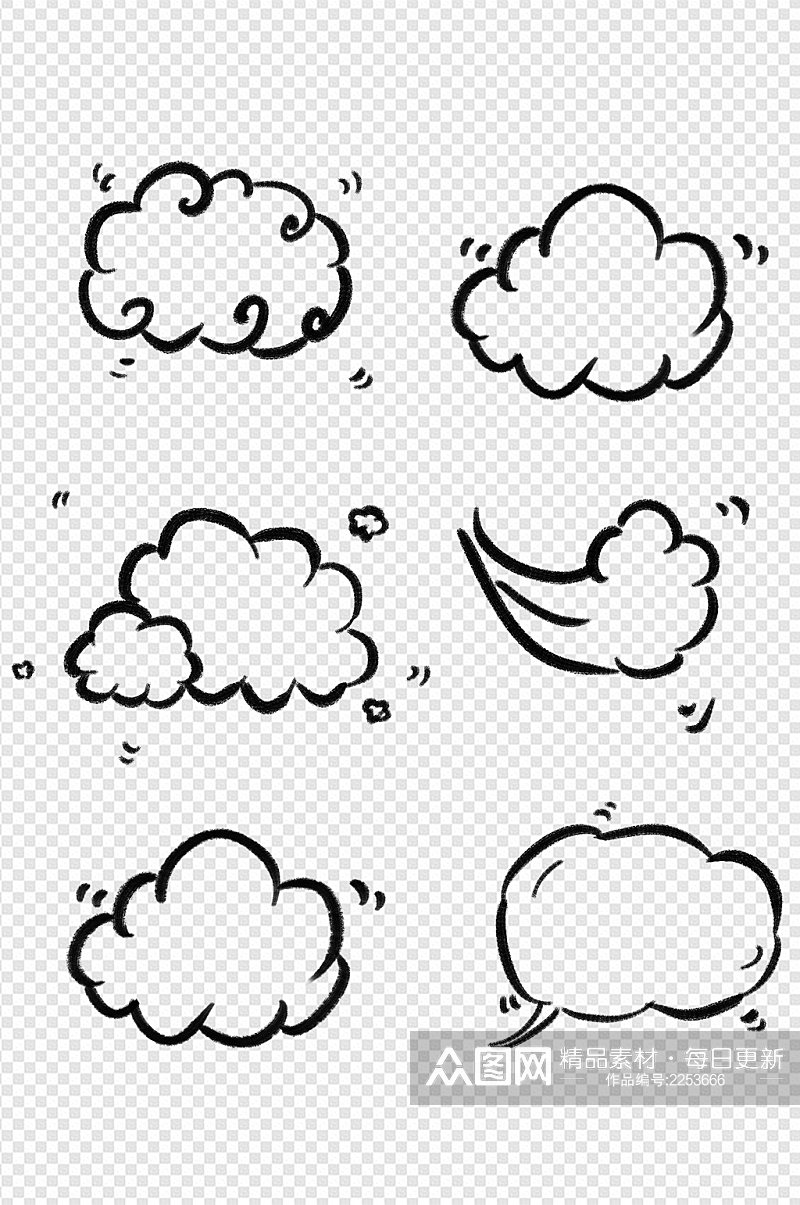 卡通手绘可爱云朵系列装饰元素免扣元素素材