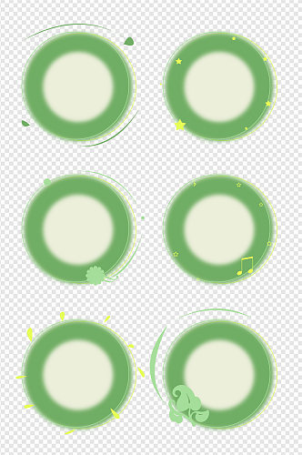 绿色圆形装饰线条文本框免扣元素