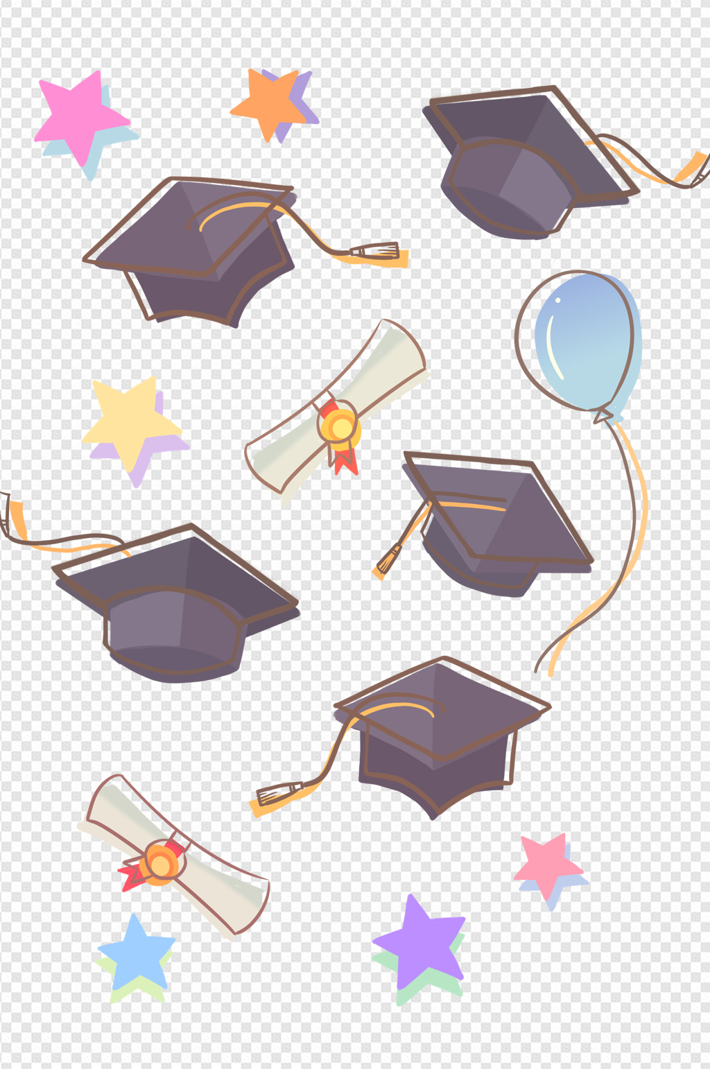 毕业季卡通装饰素材图案免扣元素