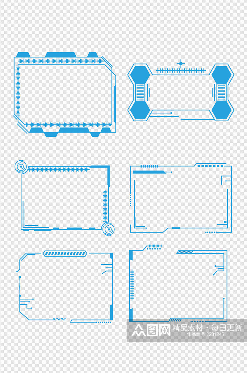商务科技感边框标题框文本框免扣元素素材