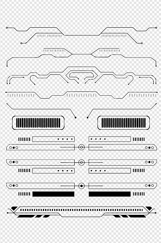 未来科技感光感矢量图对称线条装饰免扣元素