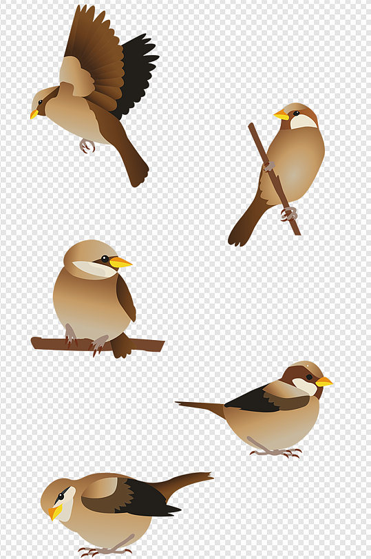 小鸟麻雀飞行动物简约免扣元素