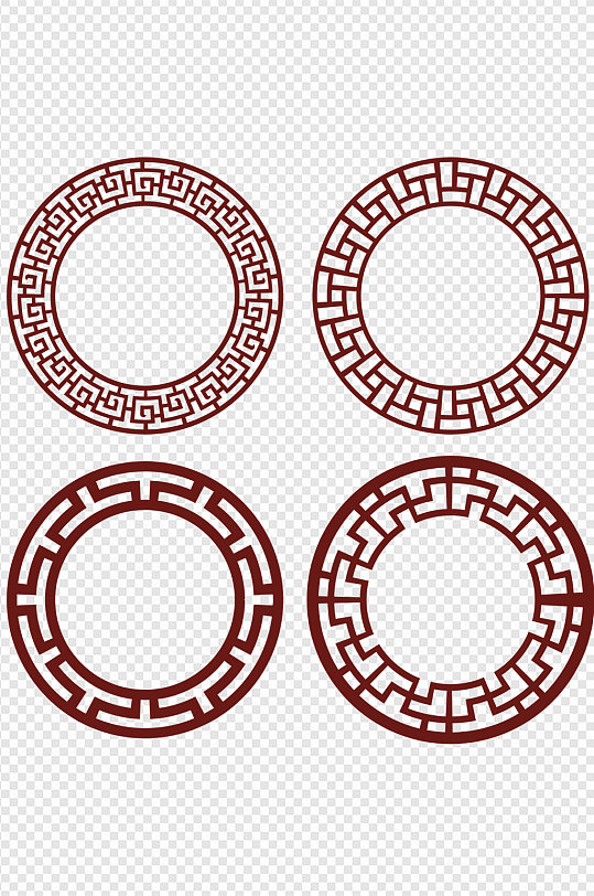 中國風元素傳統(tǒng)紋中式紋圓框免扣元素