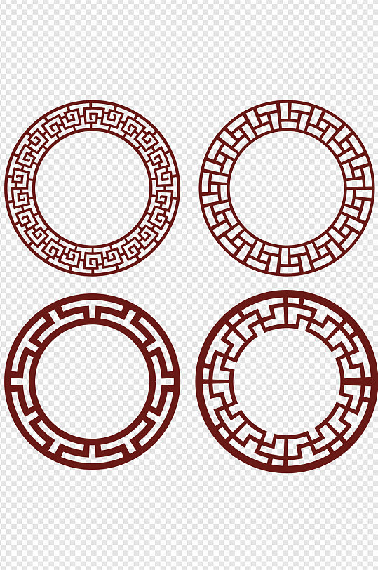 中国风元素传统纹中式纹圆框免扣元素