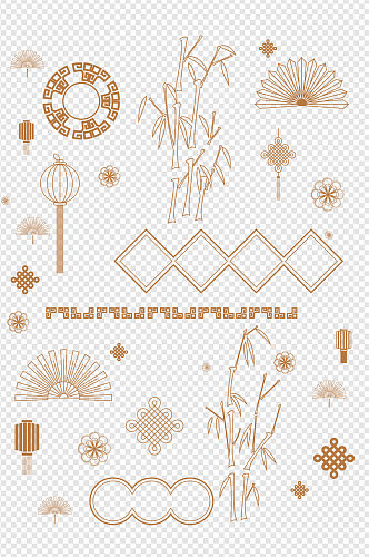 中式中国风古典花纹纹理边框装饰免扣元素