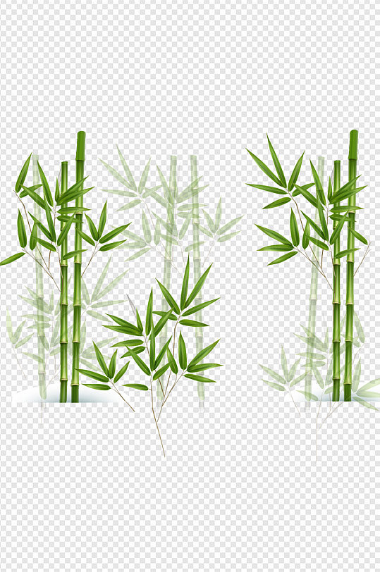 中式中国风竹子插画中国画手绘植物免扣元素