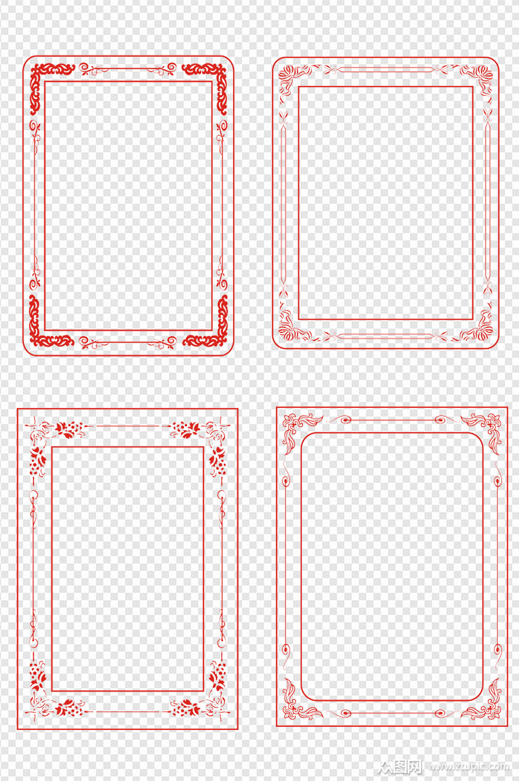 欧式花纹古典装饰吉祥纹理边框画框免扣元素素材