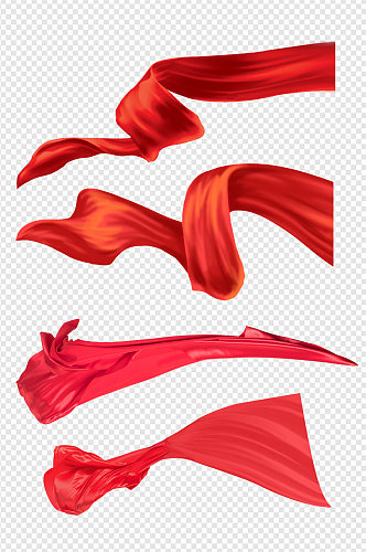 红色丝带绸缎红飘带旗帜建党素材图免扣元素
