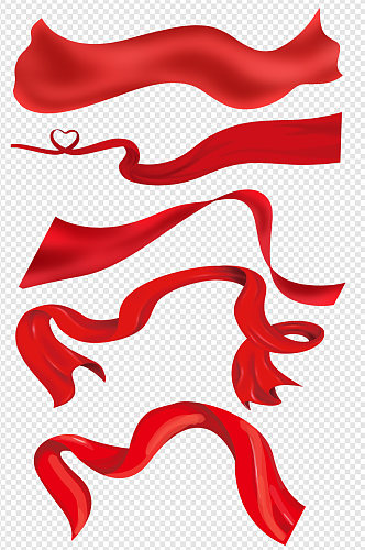 红色丝带绸缎红飘带旗帜建党素材图免扣元素
