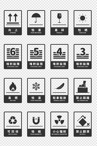 包装标志图标注释标注注意事项免扣元素