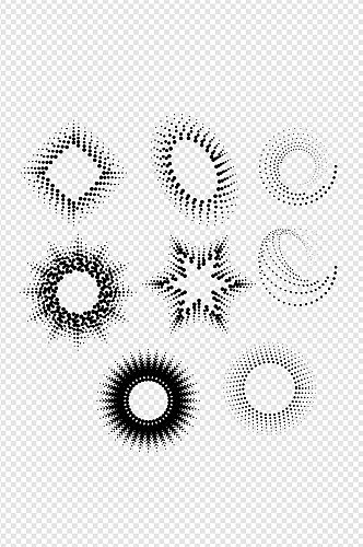 半调圆点网格现代简约虚线黑白免扣元素