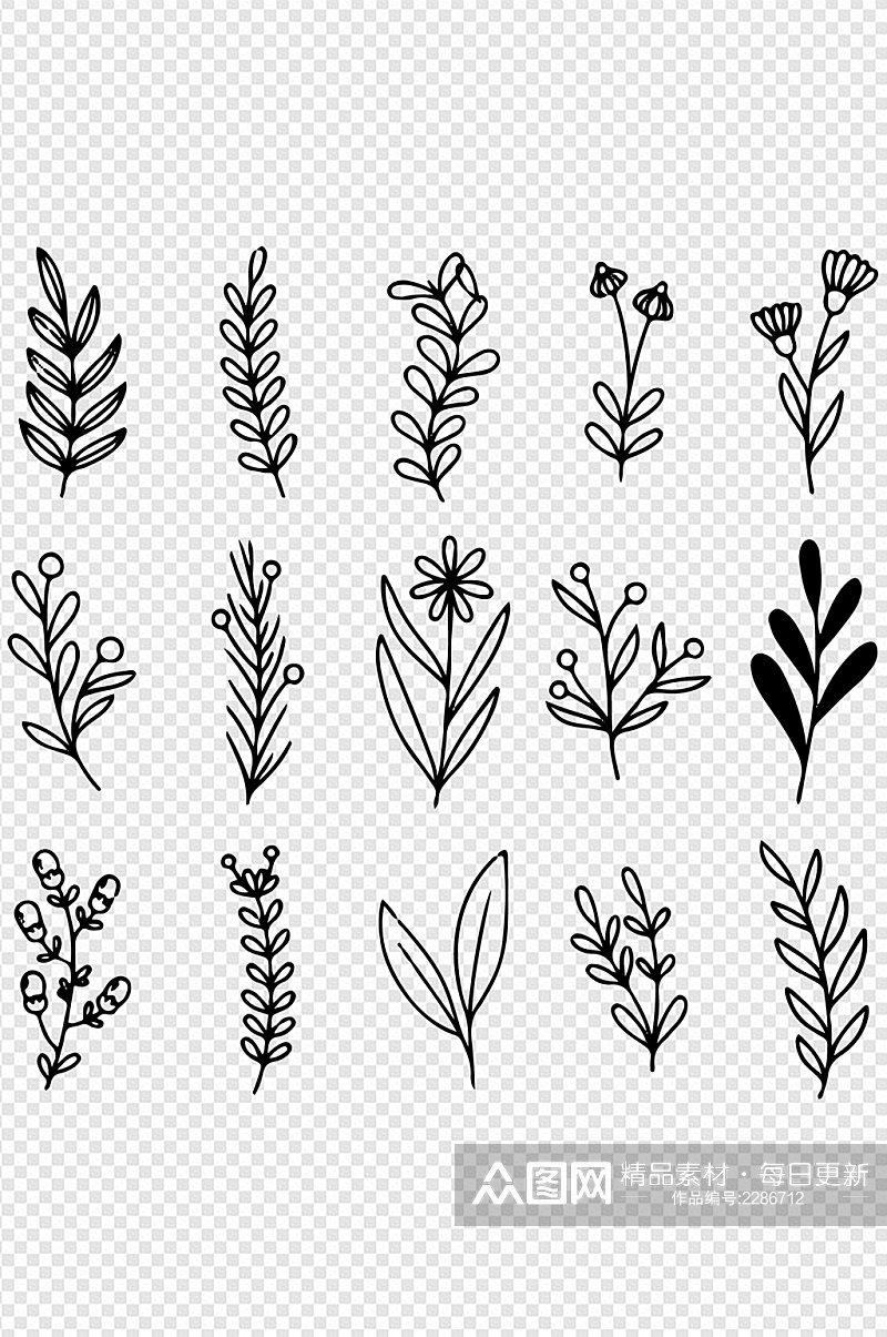 多款植物花草案图标装饰设计元素免扣元素素材