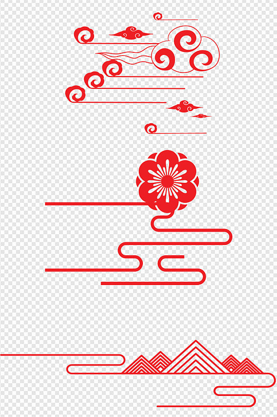 国风装饰线条烟纹免扣元素