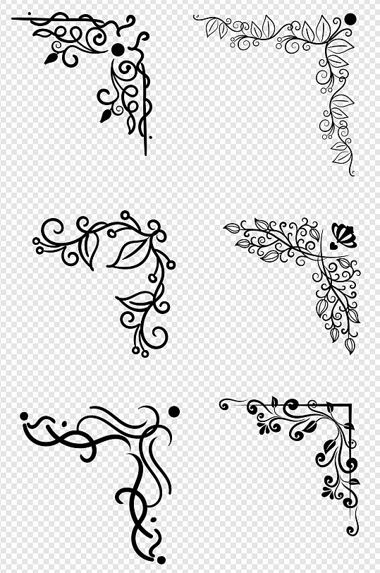 欧式古典复古花边花纹边框纹理雕刻免扣元素