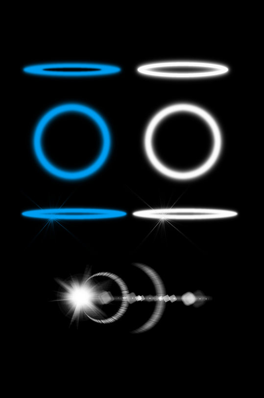 科技蓝色光效光圈光环灯光高光光晕免扣元素