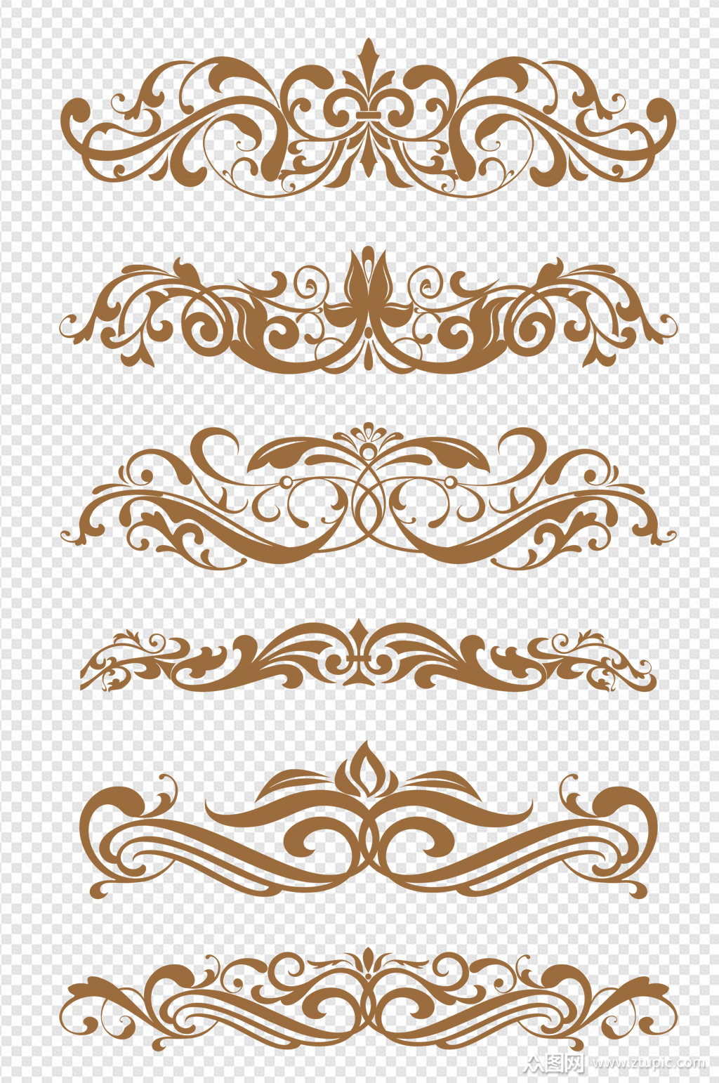 欧式古典复古花纹花边边框分割线免扣元素