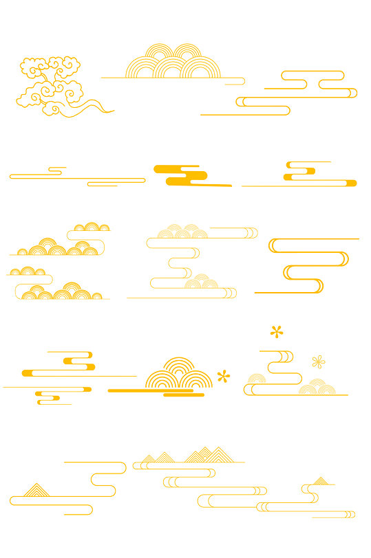 中国风中式传统线性祥云纹线条纹免扣元素