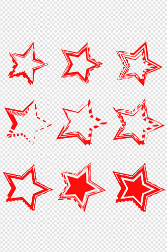 建党五角星图标星星涂鸦插画装饰免扣元素