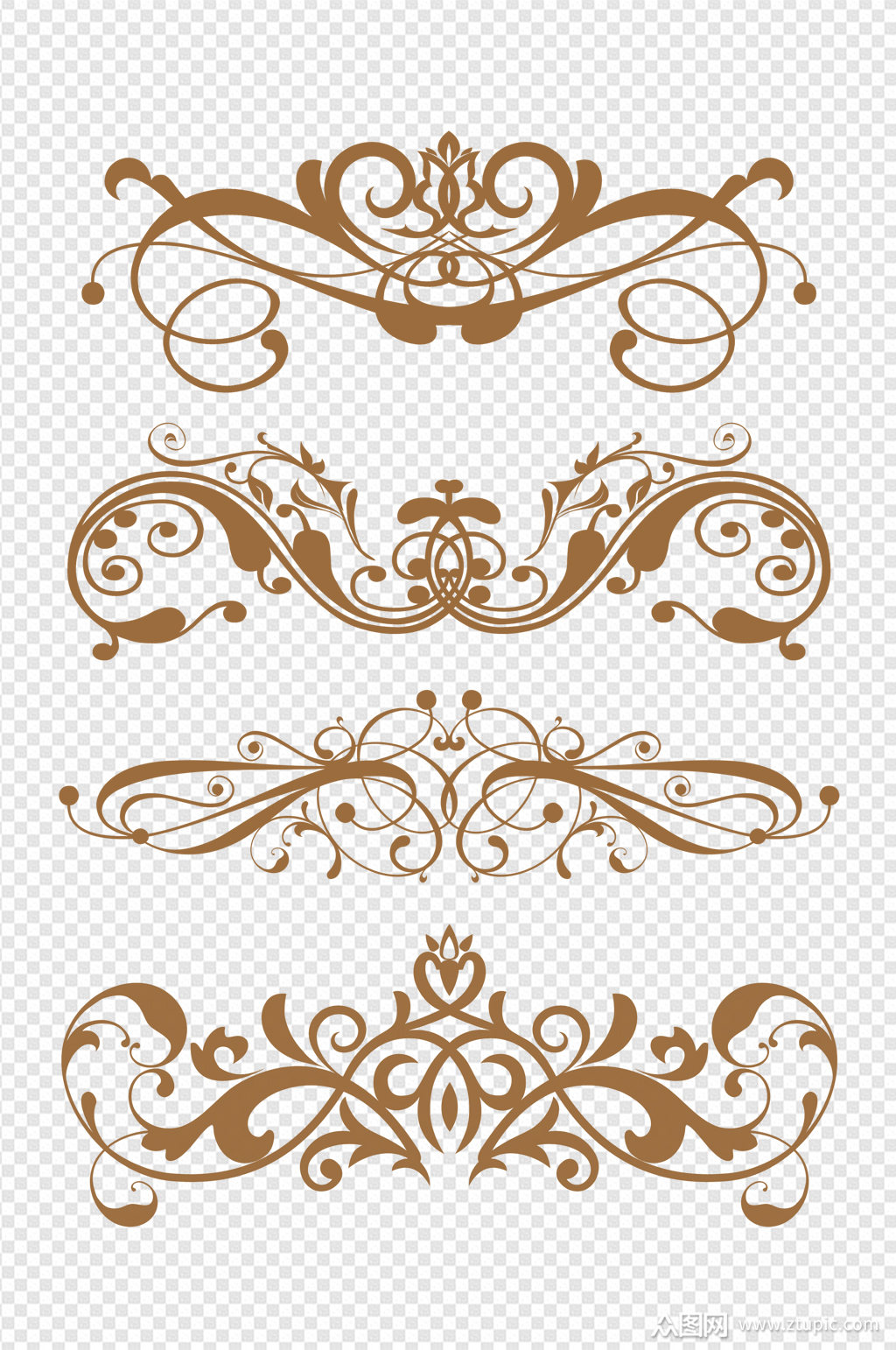 欧式古典复古花纹花边边框分割线免扣元素素材