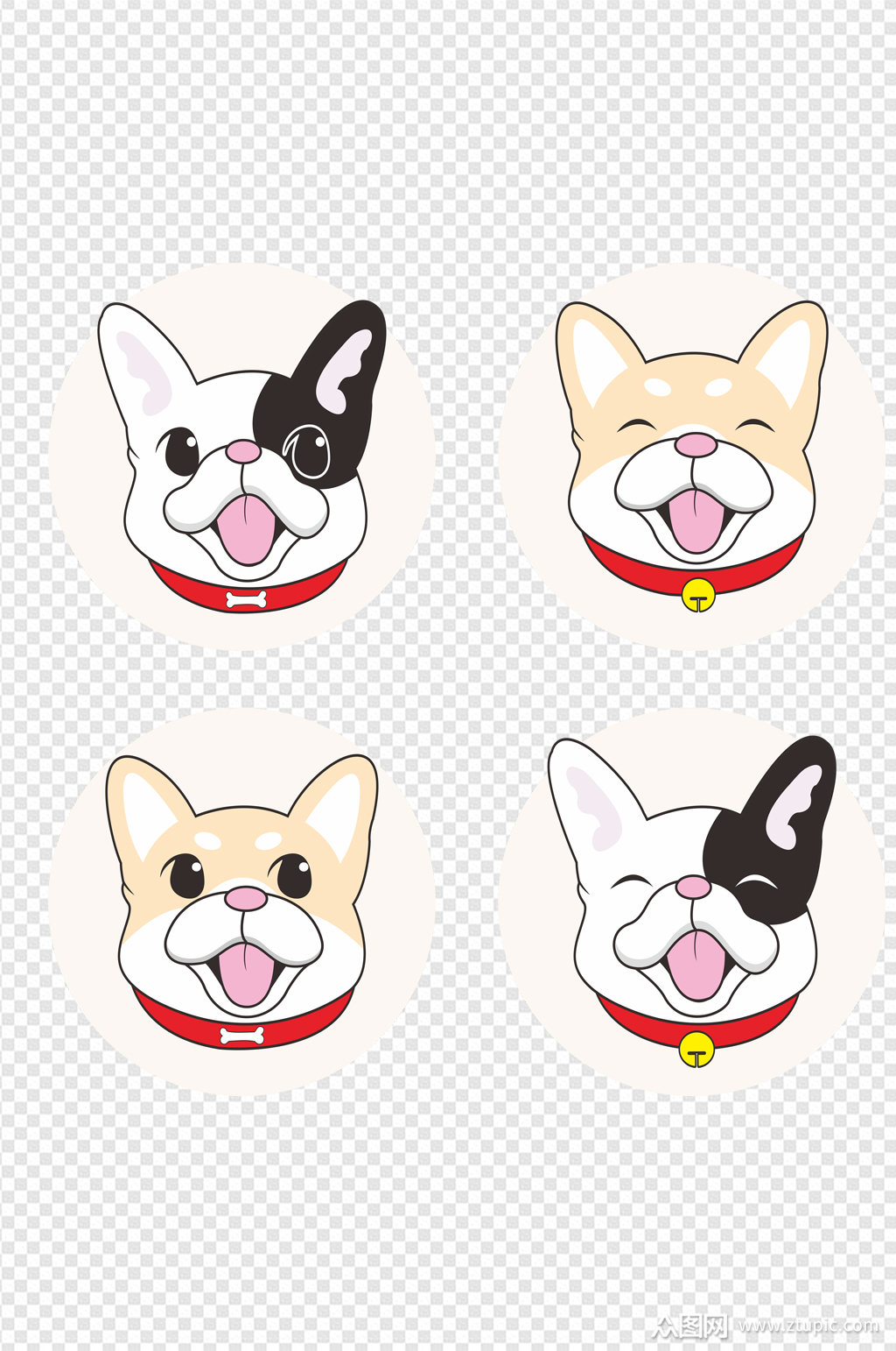 手绘卡通图狗狗贴纸免扣元素
