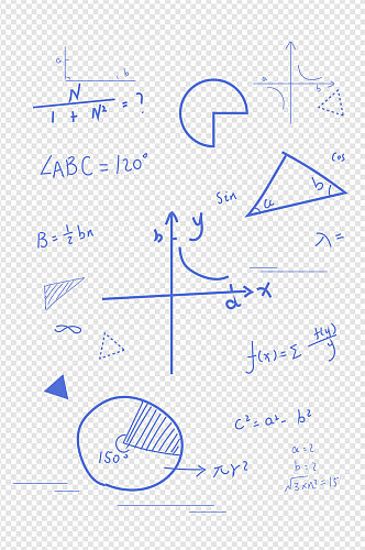 手绘涂鸦数学公式装饰图案图标免扣元素