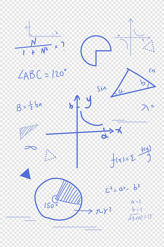 手绘涂鸦数学公式装饰图案图标免扣元素-众图网