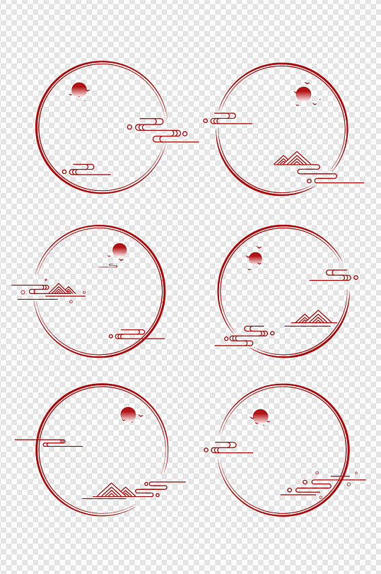 中式边框中国风红色祥标题框文本框免扣元素