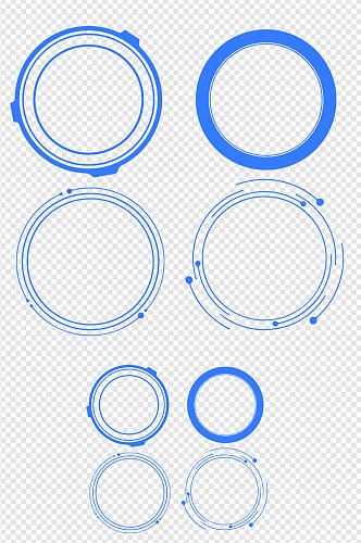 蓝色科技圆圈边框文字框标题框免扣元素