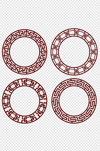 中国风纹理边框圆框免扣元素