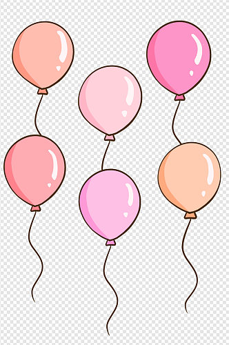 手绘卡通粉红气球素材免扣元素
