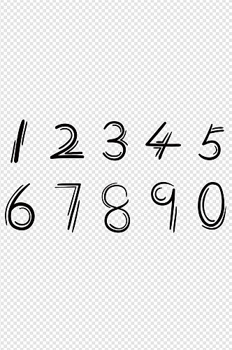 变形手绘数字艺术字体免扣元素