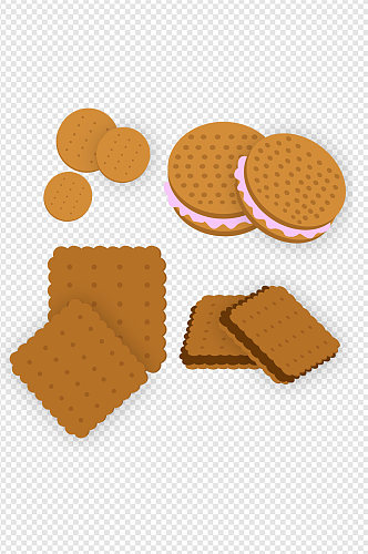 饼干插画华夫饼烘焙零食卡通手绘免扣元素