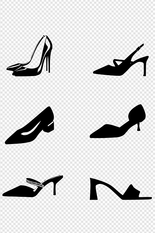 多款式女性高跟鞋剪影图片免扣元素