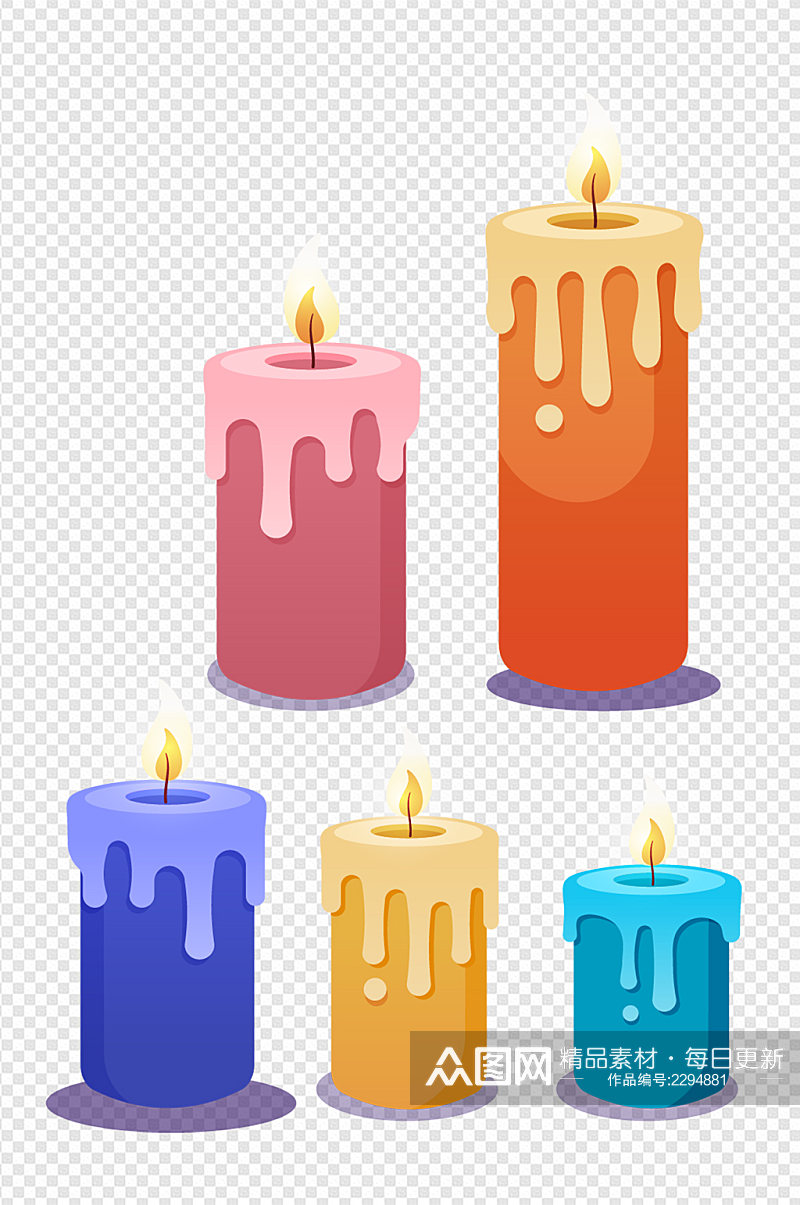 蜡烛插画尺量图手绘免扣元素素材