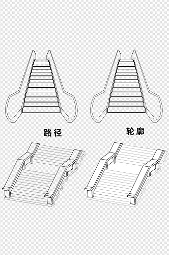 楼梯线条画简笔素材免扣元素