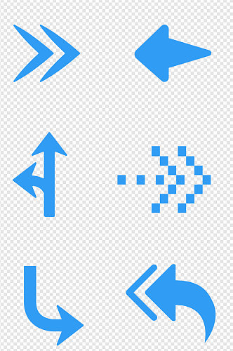 蓝色箭头元素方向指示手绘图标免扣元素