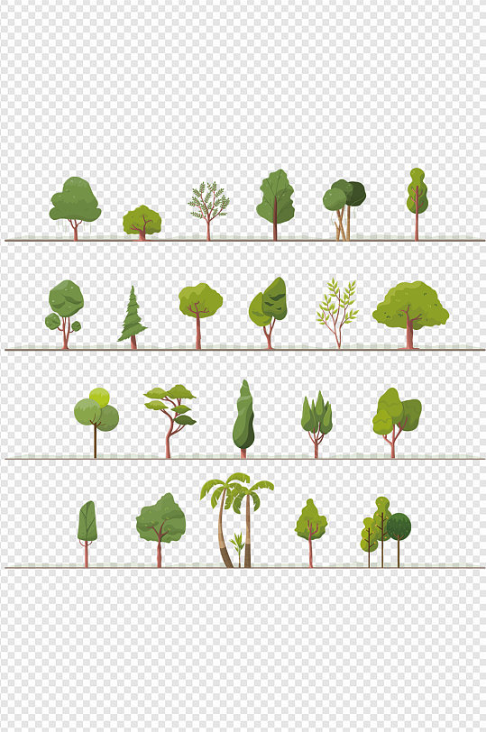 树木园林插画树林树木素材免扣元素