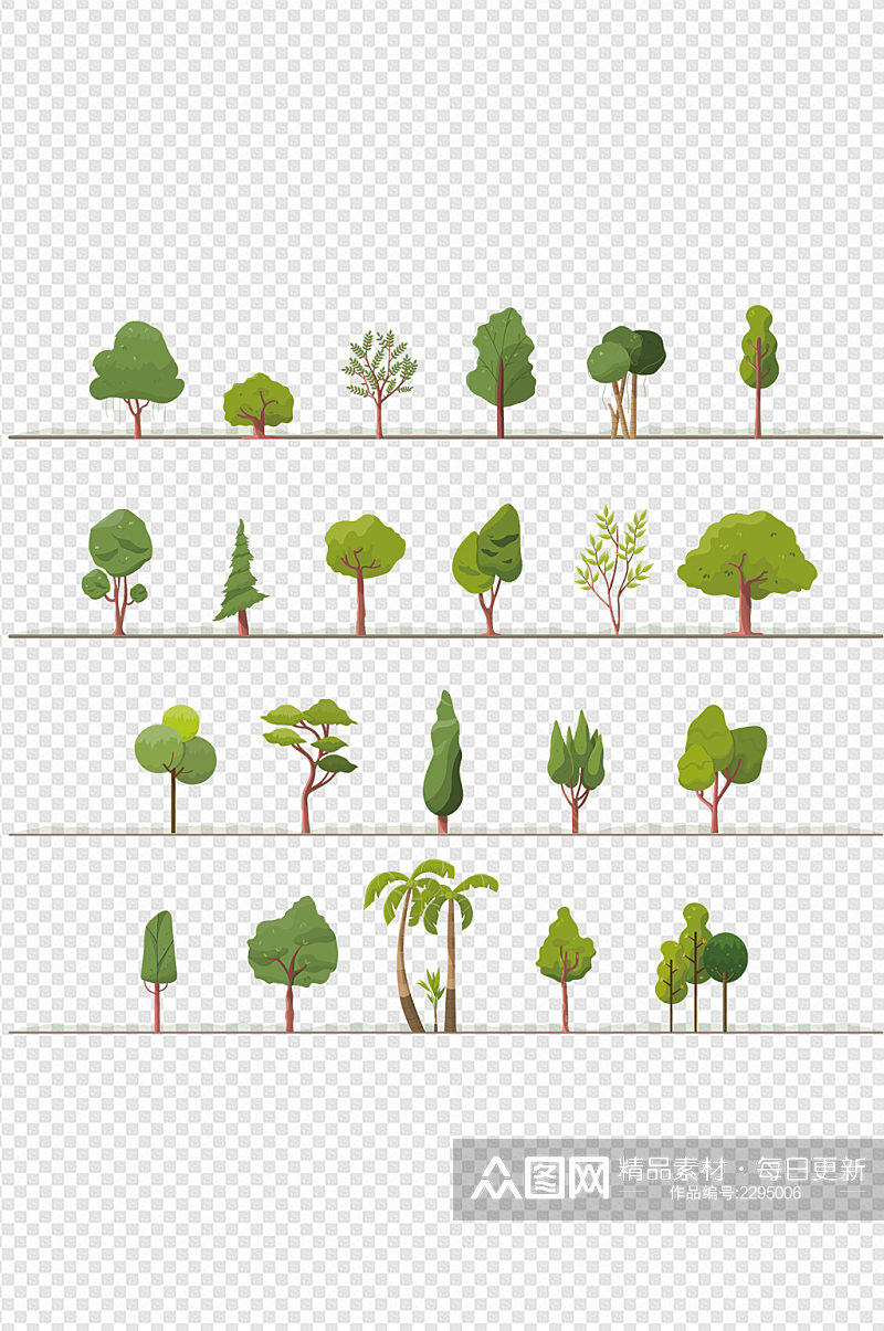 树木园林插画树林树木素材免扣元素素材