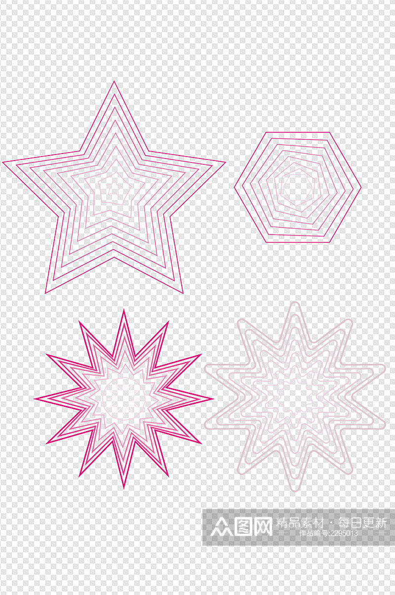 五角星多边形渐变花样免扣元素素材
