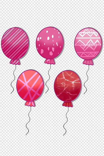 粉色红色花纹气球装饰素材免扣元素