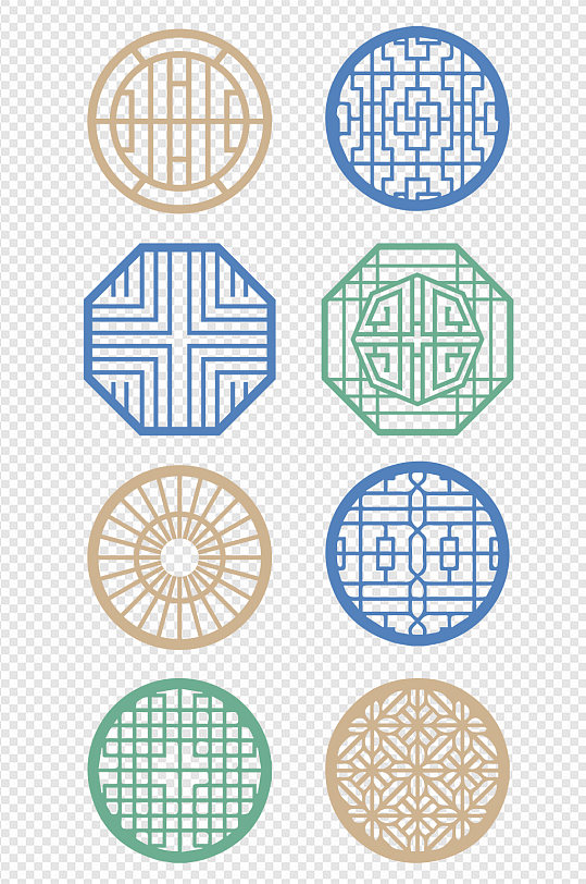 传统中国风古典中式门窗回纹装饰免扣元素