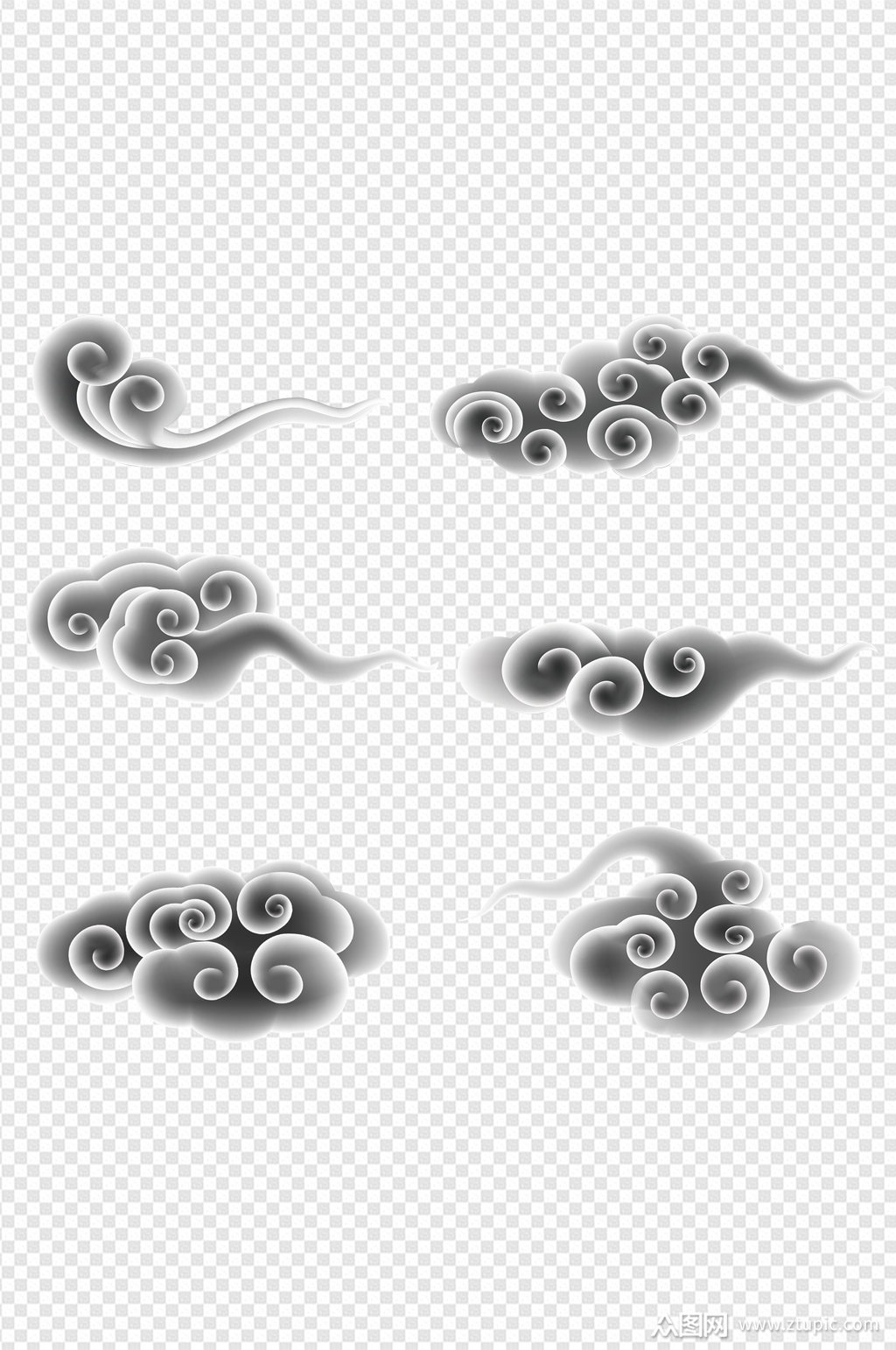 中国风古典祥云中式云纹花纹图案免扣元素