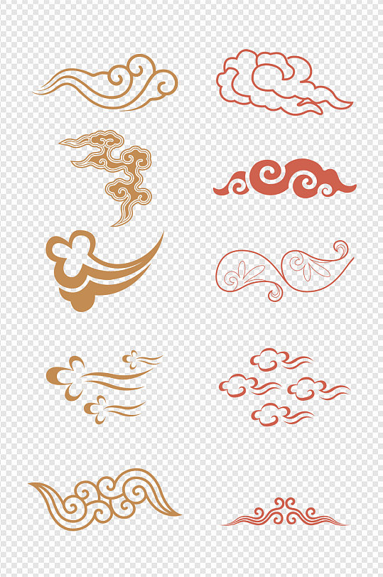 中国风中式复古花纹云纹祥云装饰免扣元素