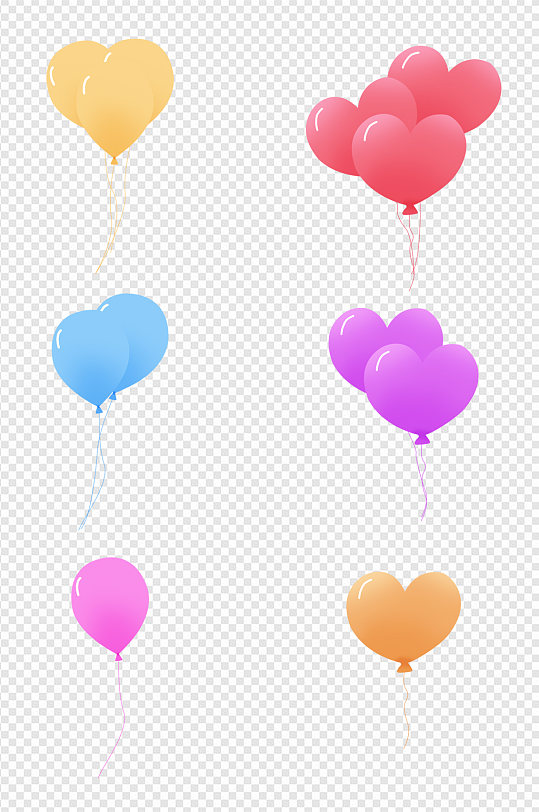 浪漫爱心气球漂浮素材免扣元素